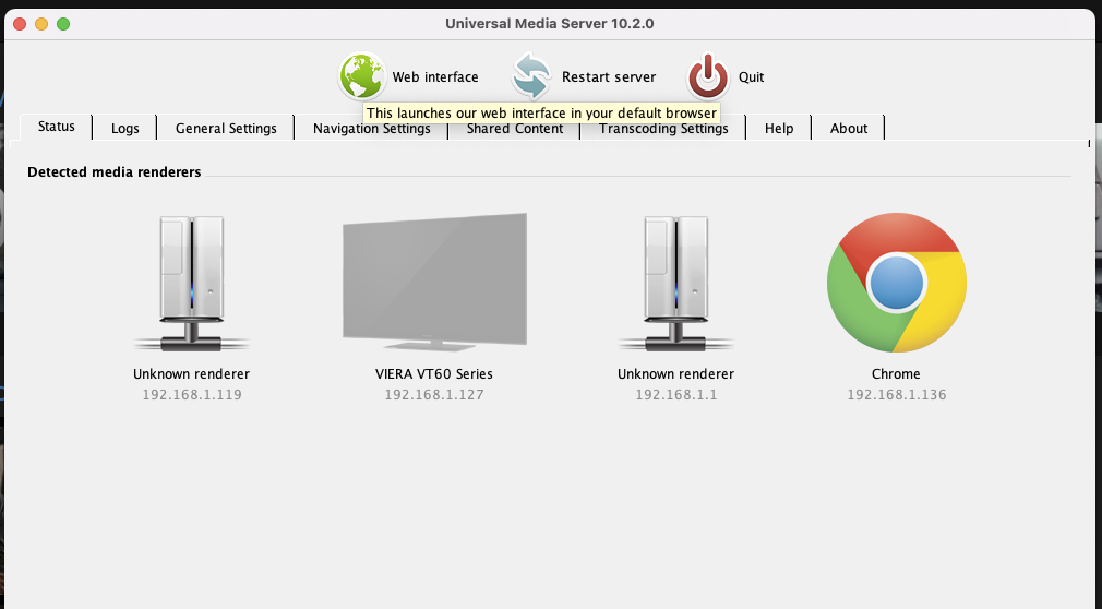 Abra la interfaz web.