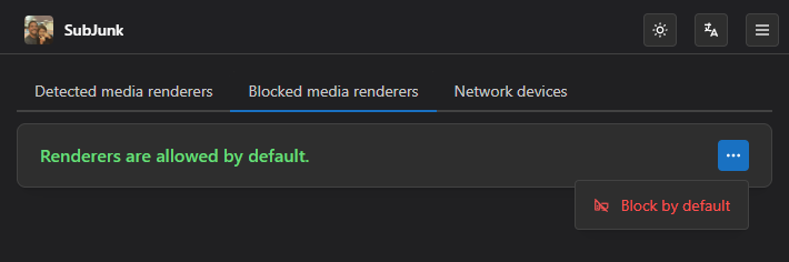 Exemplo de como configurar a preferência de "permitir renderer"